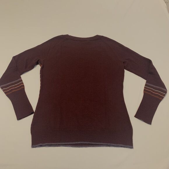 Smartwool Ethno Graphic Crew Neck Sweater Purple Print Striped Wool - Women's XS - Picture 7 of 11